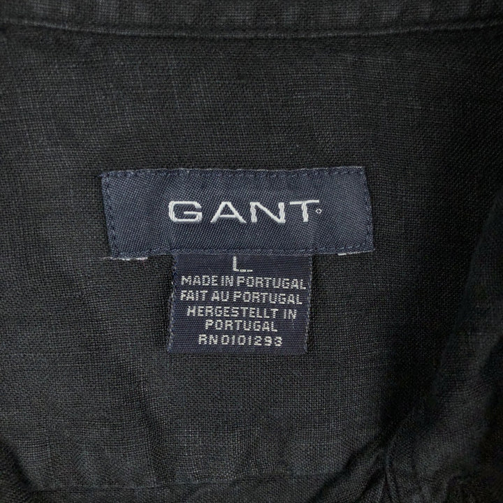 GANT REGULAR FIT Short-Sleeve Linen Shirt (Men's Size L) linen black type Vintage Second Hand
