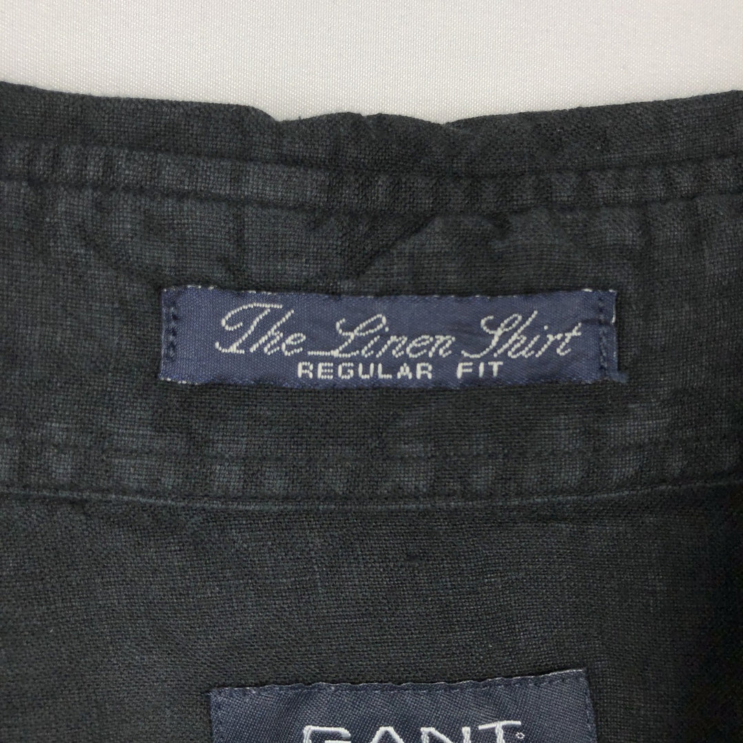 GANT REGULAR FIT Short-Sleeve Linen Shirt (Men's Size L) linen black type Vintage Second Hand