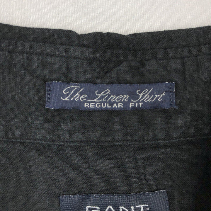 GANT REGULAR FIT Short-Sleeve Linen Shirt (Men's Size L) linen black type Vintage Second Hand