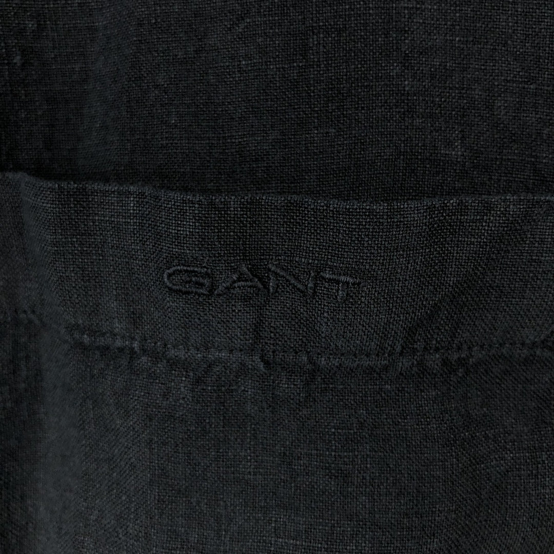 GANT REGULAR FIT Short-Sleeve Linen Shirt (Men's Size L) linen black type Vintage Second Hand
