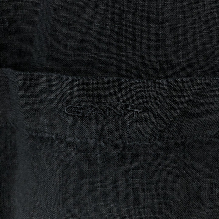 GANT REGULAR FIT Short-Sleeve Linen Shirt (Men's Size L) linen black type Vintage Second Hand