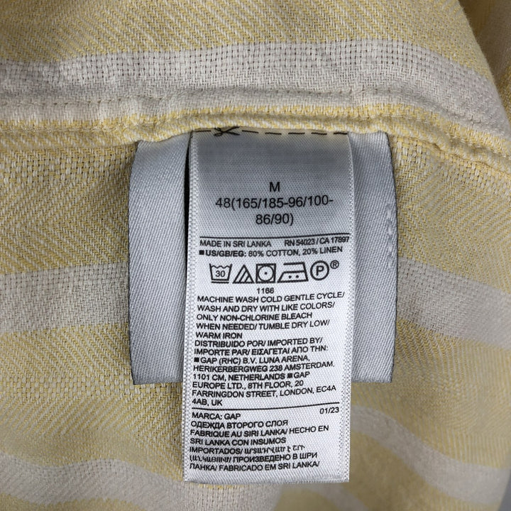 GAP MADE WITH LINEN Stripe Pattern Short-Sleeve Open Collar Cotton Shirt Box Shirt Men's Size M (approx.) cotton yellow type Vintage Second Hand