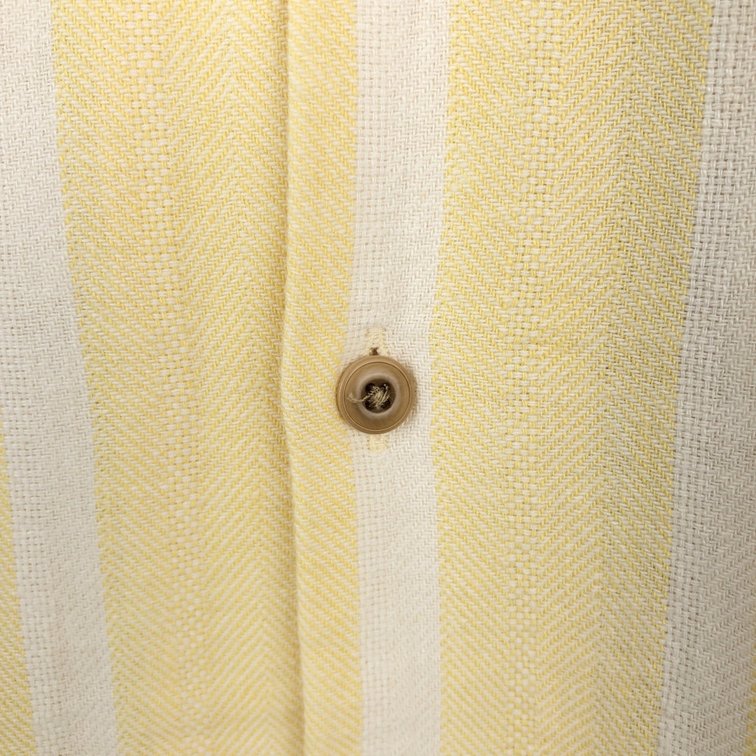 GAP MADE WITH LINEN Stripe Pattern Short-Sleeve Open Collar Cotton Shirt Box Shirt Men's Size M (approx.) cotton yellow type Vintage Second Hand