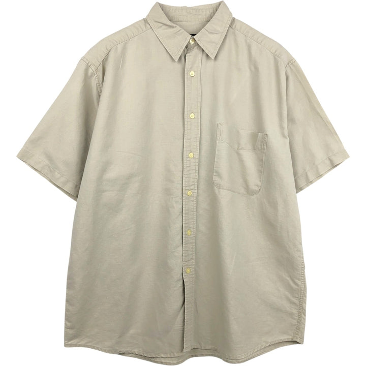 2000'S Eddie Bauer Short-Sleeve Linen Shirt, Men's Size L (approx.) linen Beige type Vintage Second Hand