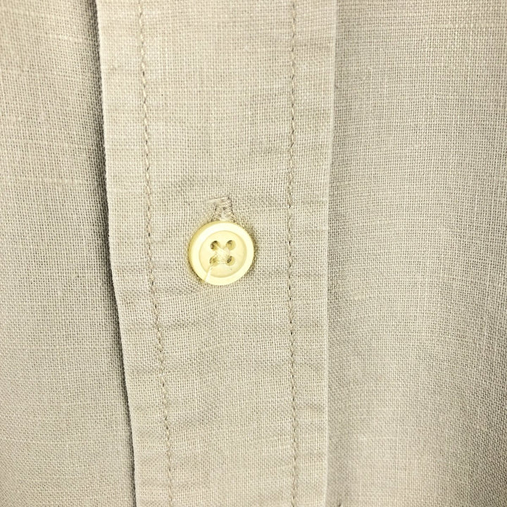 2000'S Eddie Bauer Short-Sleeve Linen Shirt, Men's Size L (approx.) linen Beige type Vintage Second Hand
