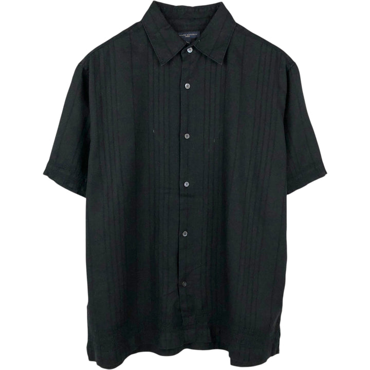 2000'S Banana Republic Stripe Pattern Box Shirt Short Sleeve Linen Shirt Men's Size L (approx.) linen black type Vintage Second Hand