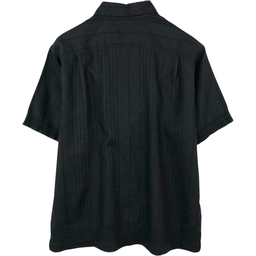 2000'S Banana Republic Stripe Pattern Box Shirt Short Sleeve Linen Shirt Men's Size L (approx.) linen black type Vintage Second Hand