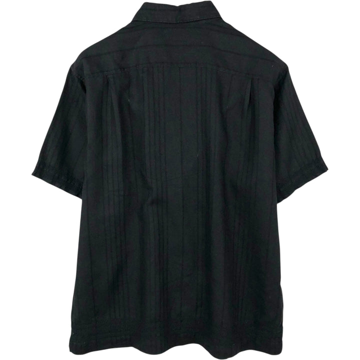 2000'S Banana Republic Stripe Pattern Box Shirt Short Sleeve Linen Shirt Men's Size L (approx.) linen black type Vintage Second Hand