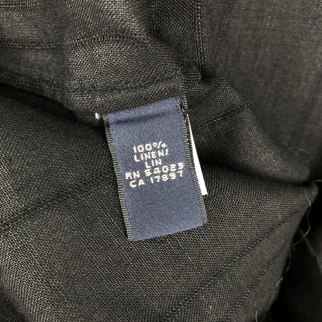 2000'S Banana Republic Stripe Pattern Box Shirt Short Sleeve Linen Shirt Men's Size L (approx.) linen black type Vintage Second Hand