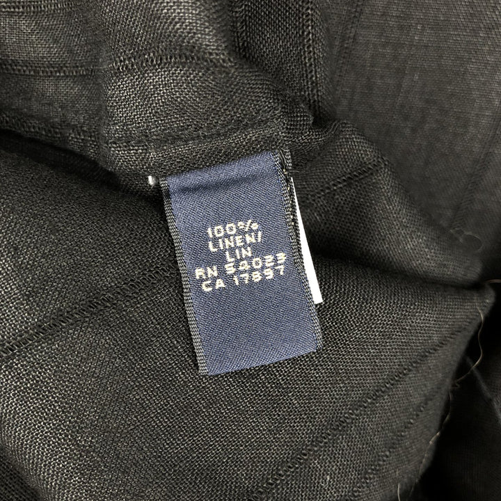 2000'S Banana Republic Stripe Pattern Box Shirt Short Sleeve Linen Shirt Men's Size L (approx.) linen black type Vintage Second Hand