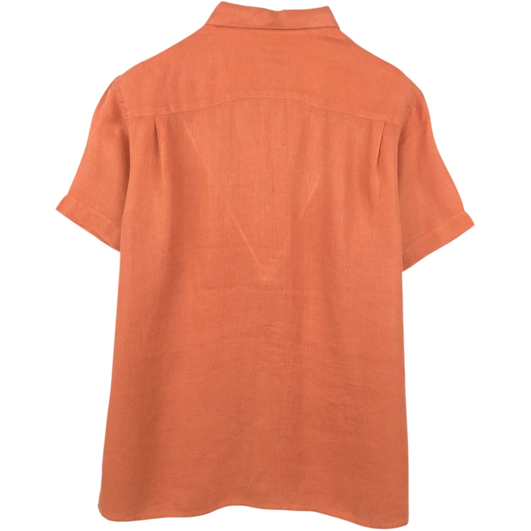 2000'S Banana Republic Short-Sleeve Linen Shirt, Boxy Shirt, Men's Size S (approx.) linen orange type Vintage Second Hand