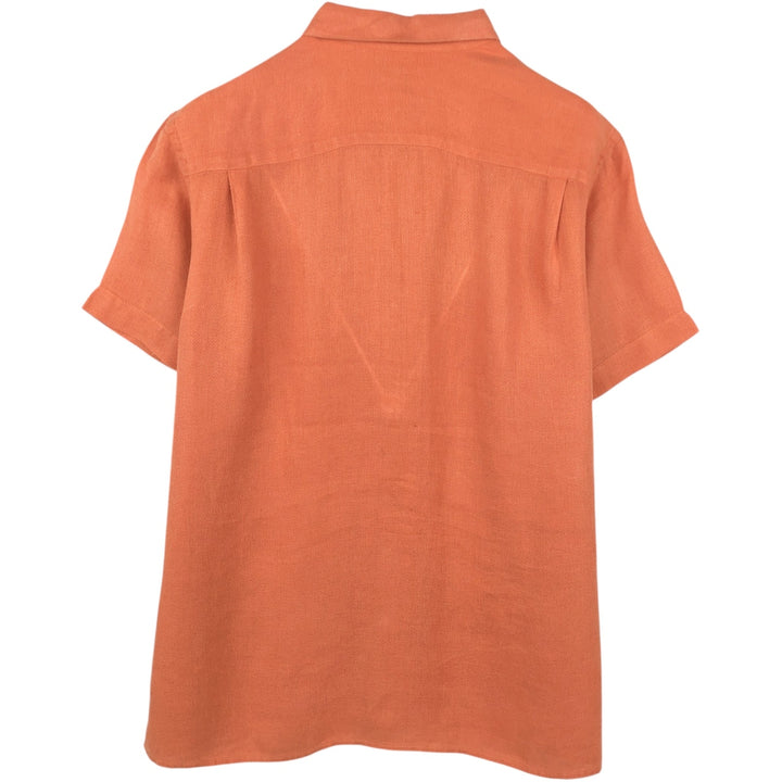 2000'S Banana Republic Short-Sleeve Linen Shirt, Boxy Shirt, Men's Size S (approx.) linen orange type Vintage Second Hand