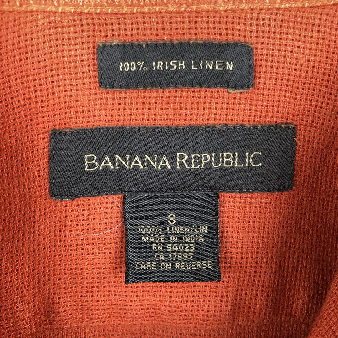 2000'S Banana Republic Short-Sleeve Linen Shirt, Boxy Shirt, Men's Size S (approx.) linen orange type Vintage Second Hand