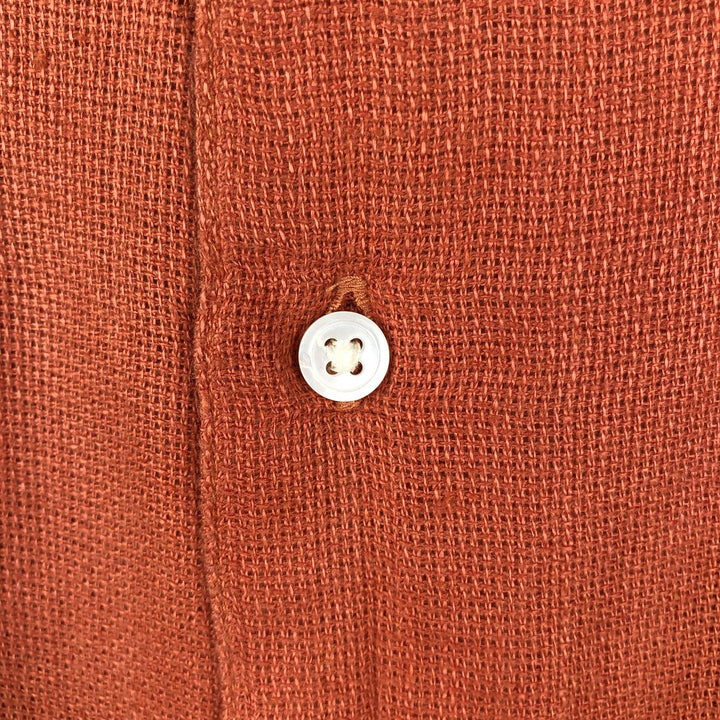 2000'S Banana Republic Short-Sleeve Linen Shirt, Boxy Shirt, Men's Size S (approx.) linen orange type Vintage Second Hand