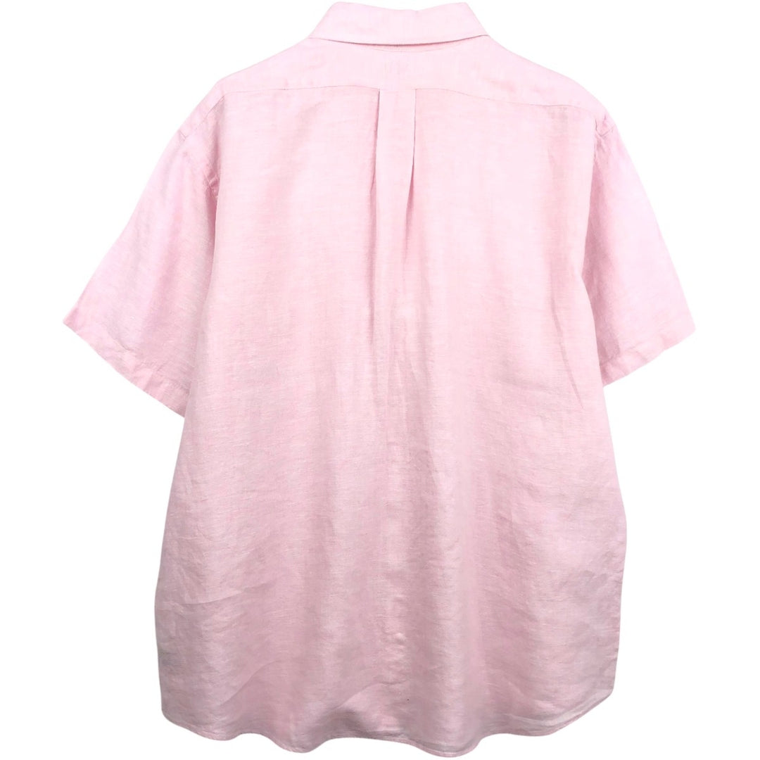 Brooks Brothers 1818 short sleeve linen button down shirt, men's size XL linen pink type Vintage Second Hand
