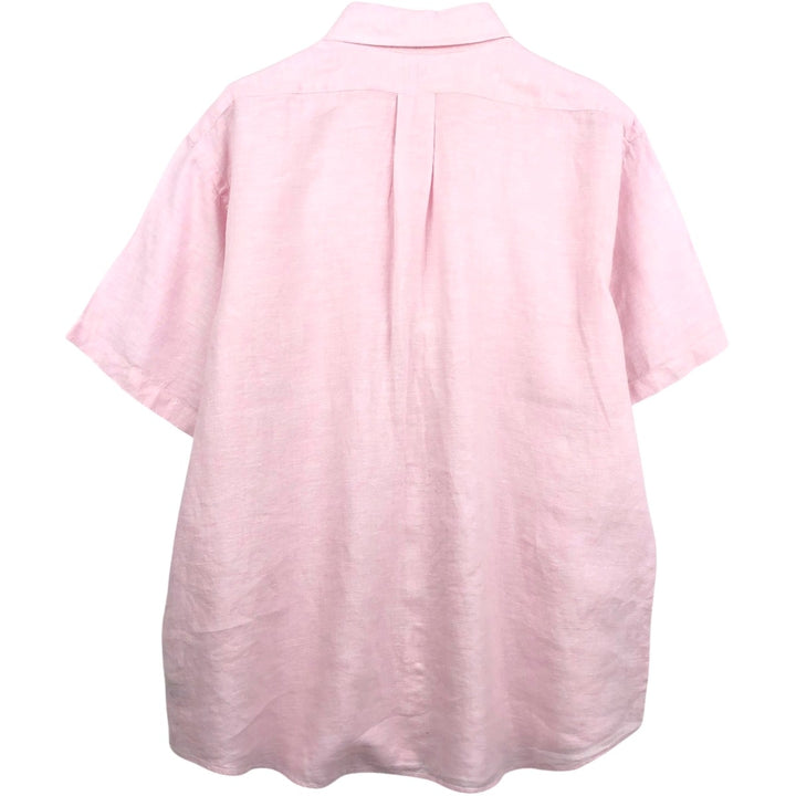 Brooks Brothers 1818 short sleeve linen button down shirt, men's size XL linen pink type Vintage Second Hand