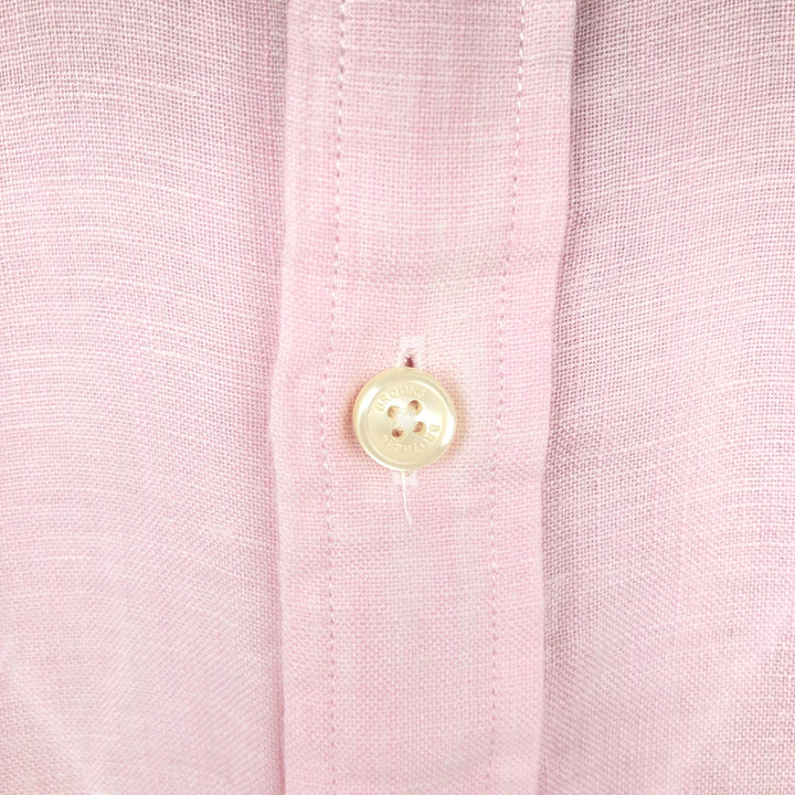 Brooks Brothers 1818 short sleeve linen button down shirt, men's size XL linen pink type Vintage Second Hand