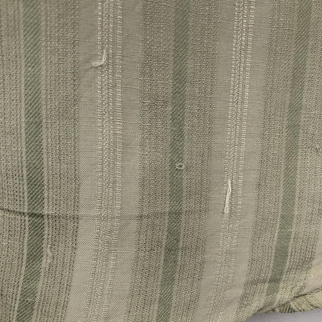 Cubavera Stripe Pattern Multi-Stripe Short-Sleeve Linen Shirt (Men's Size M) linen Khaki type sage green Vintage Second Hand