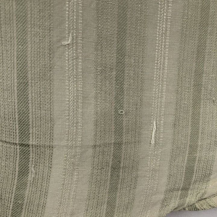 Cubavera Stripe Pattern Multi-Stripe Short-Sleeve Linen Shirt (Men's Size M) linen Khaki type sage green Vintage Second Hand