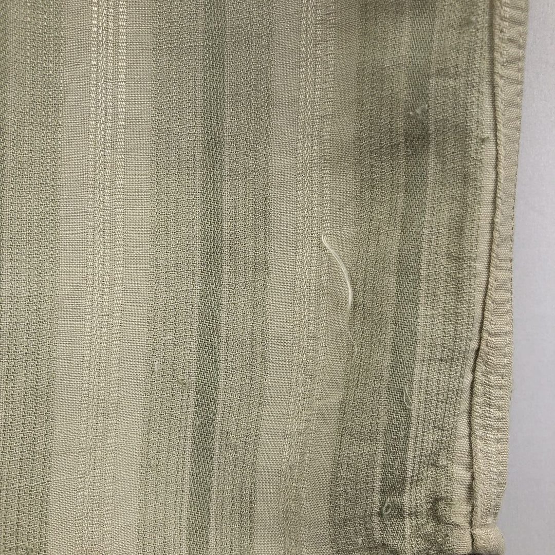 Cubavera Stripe Pattern Multi-Stripe Short-Sleeve Linen Shirt (Men's Size M) linen Khaki type sage green Vintage Second Hand
