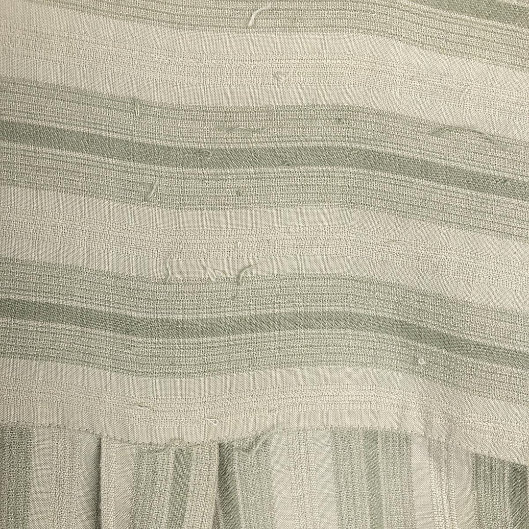 Cubavera Stripe Pattern Multi-Stripe Short-Sleeve Linen Shirt (Men's Size M) linen Khaki type sage green Vintage Second Hand