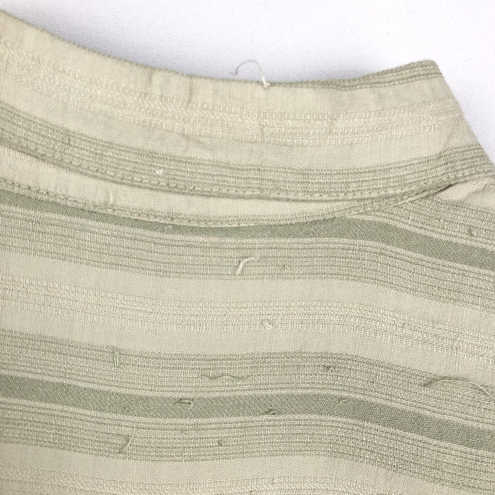 Cubavera Stripe Pattern Multi-Stripe Short-Sleeve Linen Shirt (Men's Size M) linen Khaki type sage green Vintage Second Hand