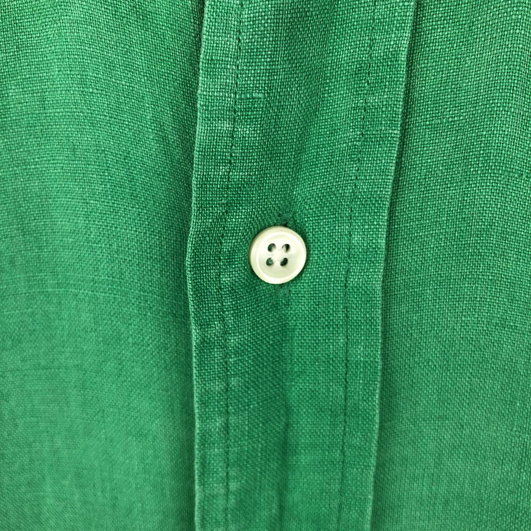 Ralph Lauren Classic Fit Short Sleeve Linen Button Down Shirt Men's XL linen green type Vintage Second Hand