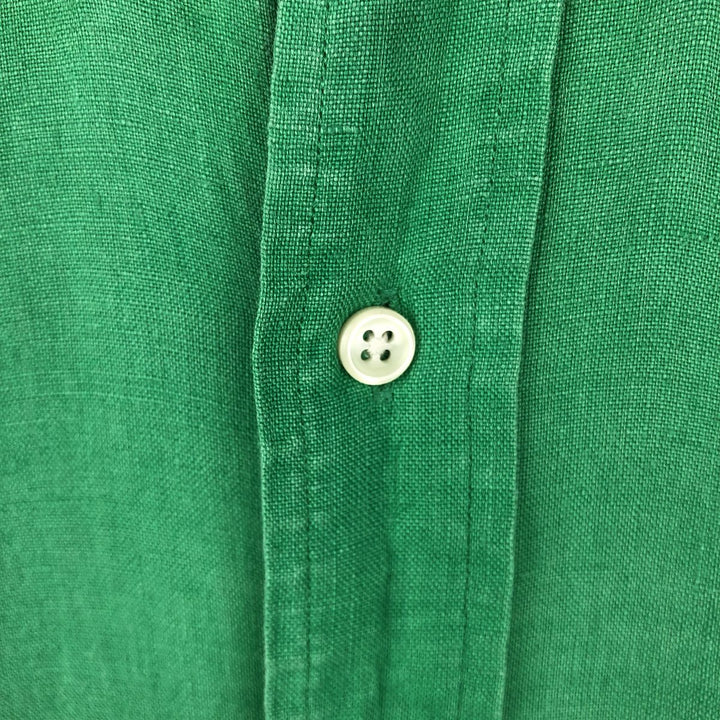 Ralph Lauren Classic Fit Short Sleeve Linen Button Down Shirt Men's XL linen green type Vintage Second Hand