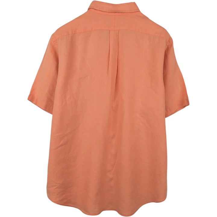 Ralph Lauren Classic Fit Short Sleeve Linen Button Down Shirt Men's XL linen coral Vintage Second Hand
