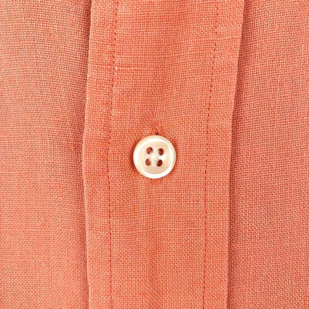 Ralph Lauren Classic Fit Short Sleeve Linen Button Down Shirt Men's XL linen coral Vintage Second Hand