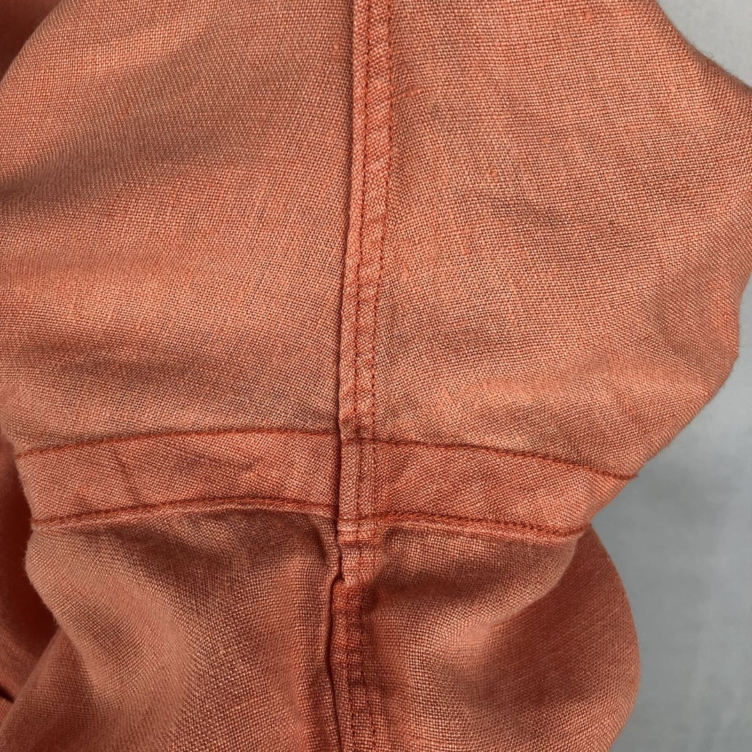 Ralph Lauren Classic Fit Short Sleeve Linen Button Down Shirt Men's XL linen coral Vintage Second Hand
