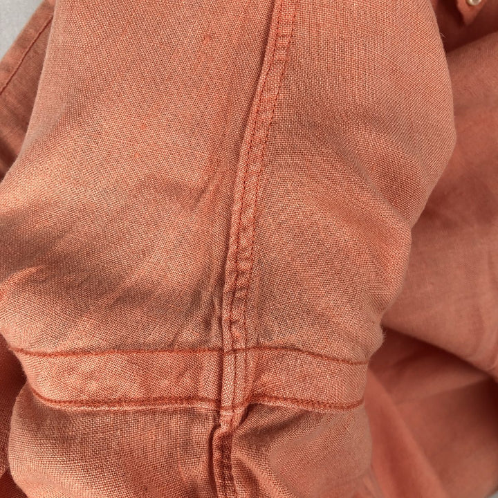Ralph Lauren Classic Fit Short Sleeve Linen Button Down Shirt Men's XL linen coral Vintage Second Hand