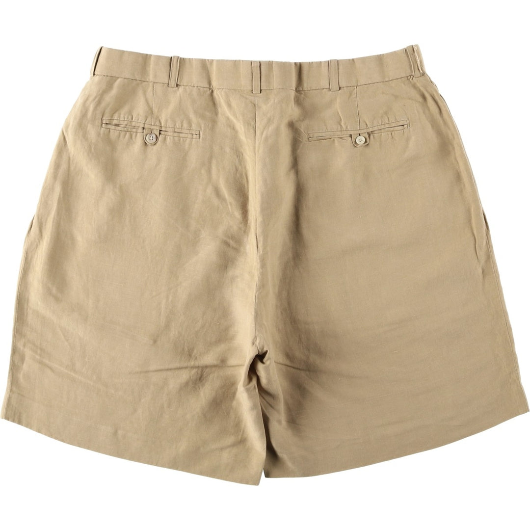 Ralph Lauren POLO by Ralph Lauren Two-Pleat Linen x Silk Shorts, Men's Size W36 (approx.) linen Beige type Vintage Second Hand