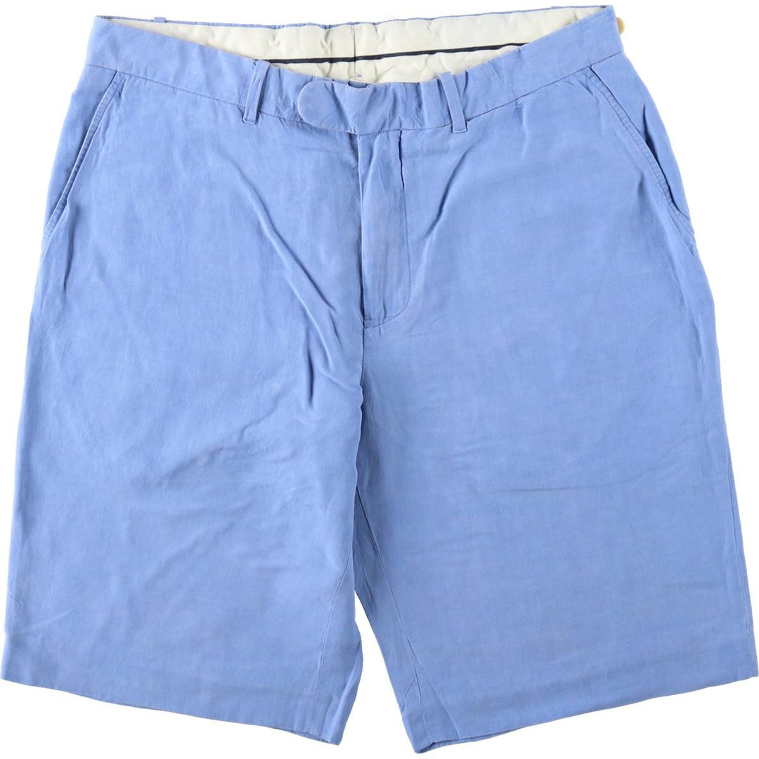 Ralph Lauren POLO by Ralph Lauren Linen x Silk Shorts, Men's Size W34 (approx.) linen blue type Vintage Second Hand