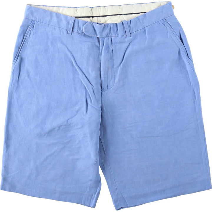 Ralph Lauren POLO by Ralph Lauren Linen x Silk Shorts, Men's Size W34 (approx.) linen blue type Vintage Second Hand