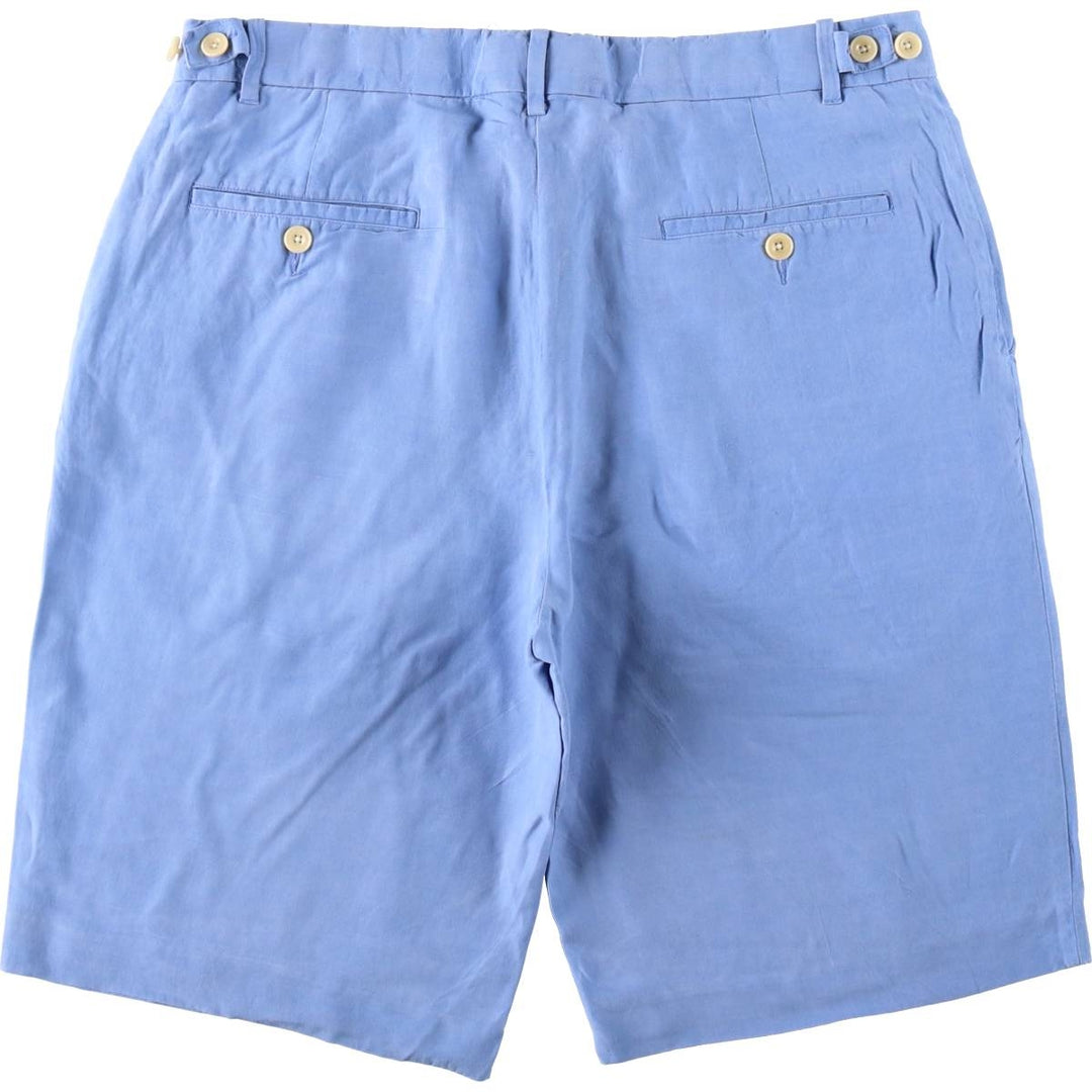 Ralph Lauren POLO by Ralph Lauren Linen x Silk Shorts, Men's Size W34 (approx.) linen blue type Vintage Second Hand