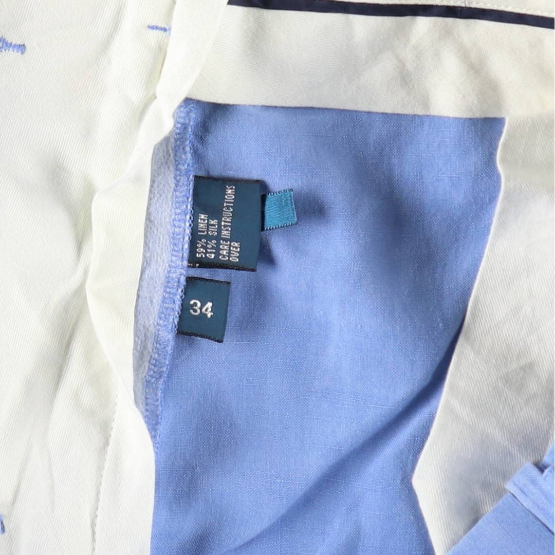 Ralph Lauren POLO by Ralph Lauren Linen x Silk Shorts, Men's Size W34 (approx.) linen blue type Vintage Second Hand