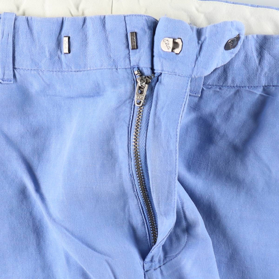 Ralph Lauren POLO by Ralph Lauren Linen x Silk Shorts, Men's Size W34 (approx.) linen blue type Vintage Second Hand