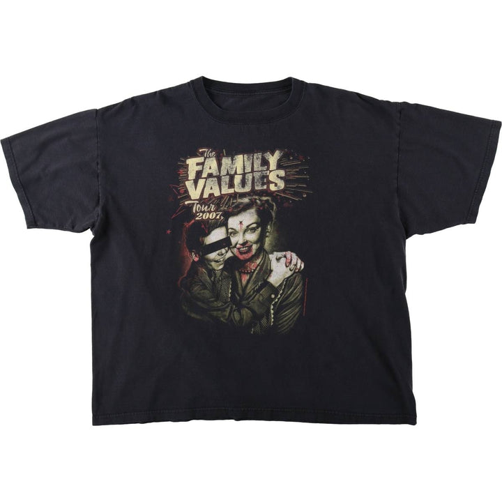 2000'S KORN THE FAMILY VALUES 2007 Band T-shirt, Men's XL equivalent. unclear black type Vintage Second Hand
