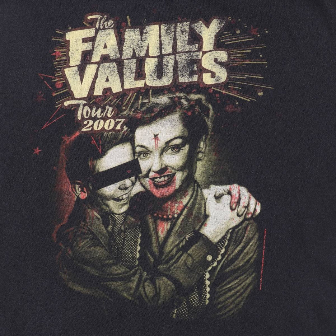 2000'S KORN THE FAMILY VALUES 2007 Band T-shirt, Men's XL equivalent. unclear black type Vintage Second Hand