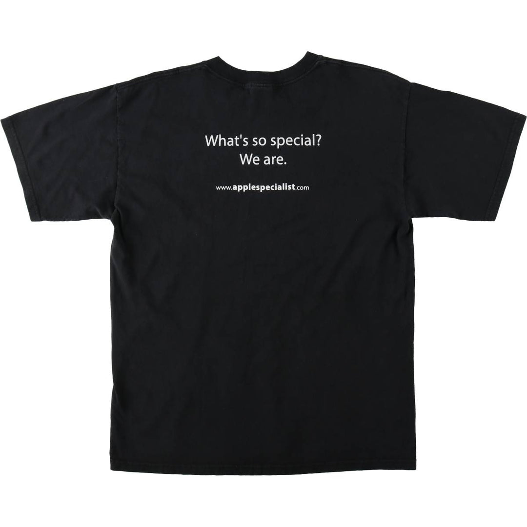 2000'S Gildan Apple Specialist advertising T-shirt, men's size L (approx.) cotton black type Vintage Second Hand