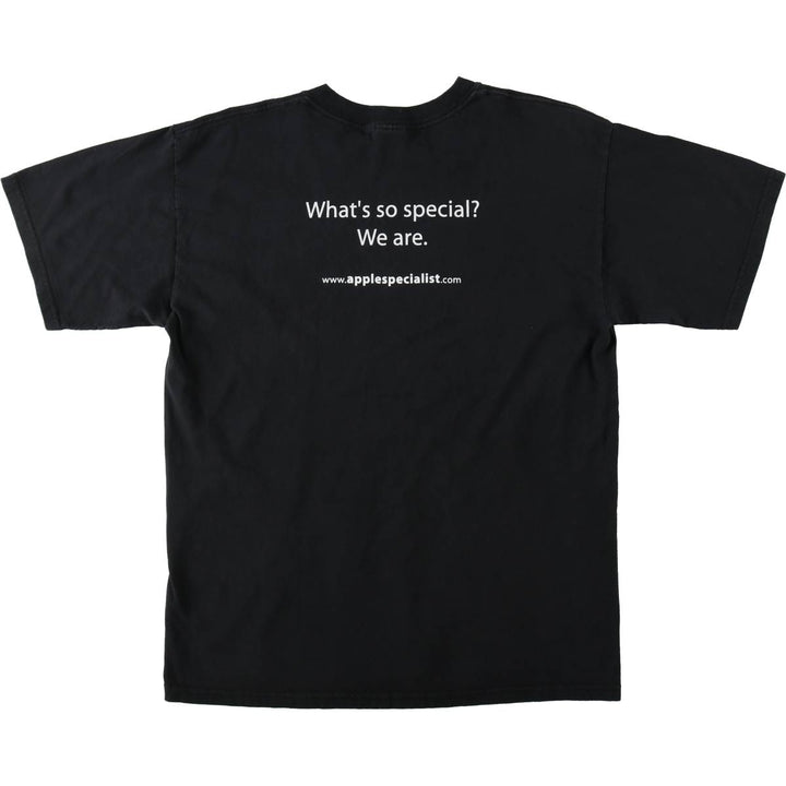 2000'S Gildan Apple Specialist advertising T-shirt, men's size L (approx.) cotton black type Vintage Second Hand