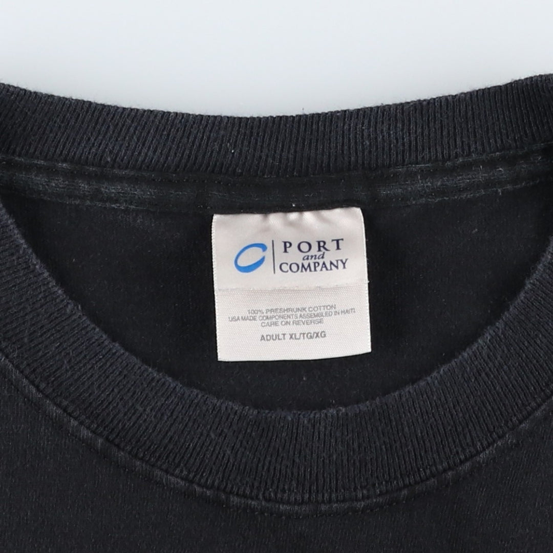 2000'S Port and Company Fire Pattern Taiyi Symbol Parody Print T-Shirt, Men's XL equivalent. cotton black type Vintage Second Hand
