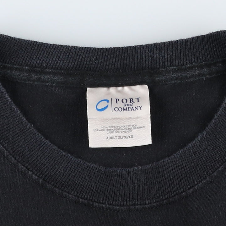 2000'S Port and Company Fire Pattern Taiyi Symbol Parody Print T-Shirt, Men's XL equivalent. cotton black type Vintage Second Hand