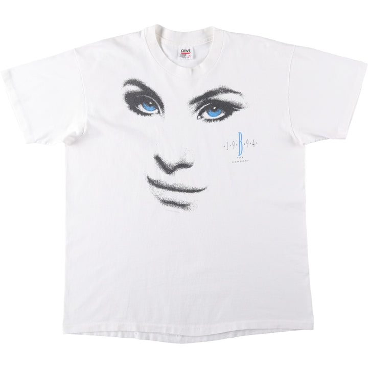 90'S Anvil Barbra Streisand Band T-Shirt, Made in USA, Men's XL equivalent, Vintage cotton white type Vintage Second Hand