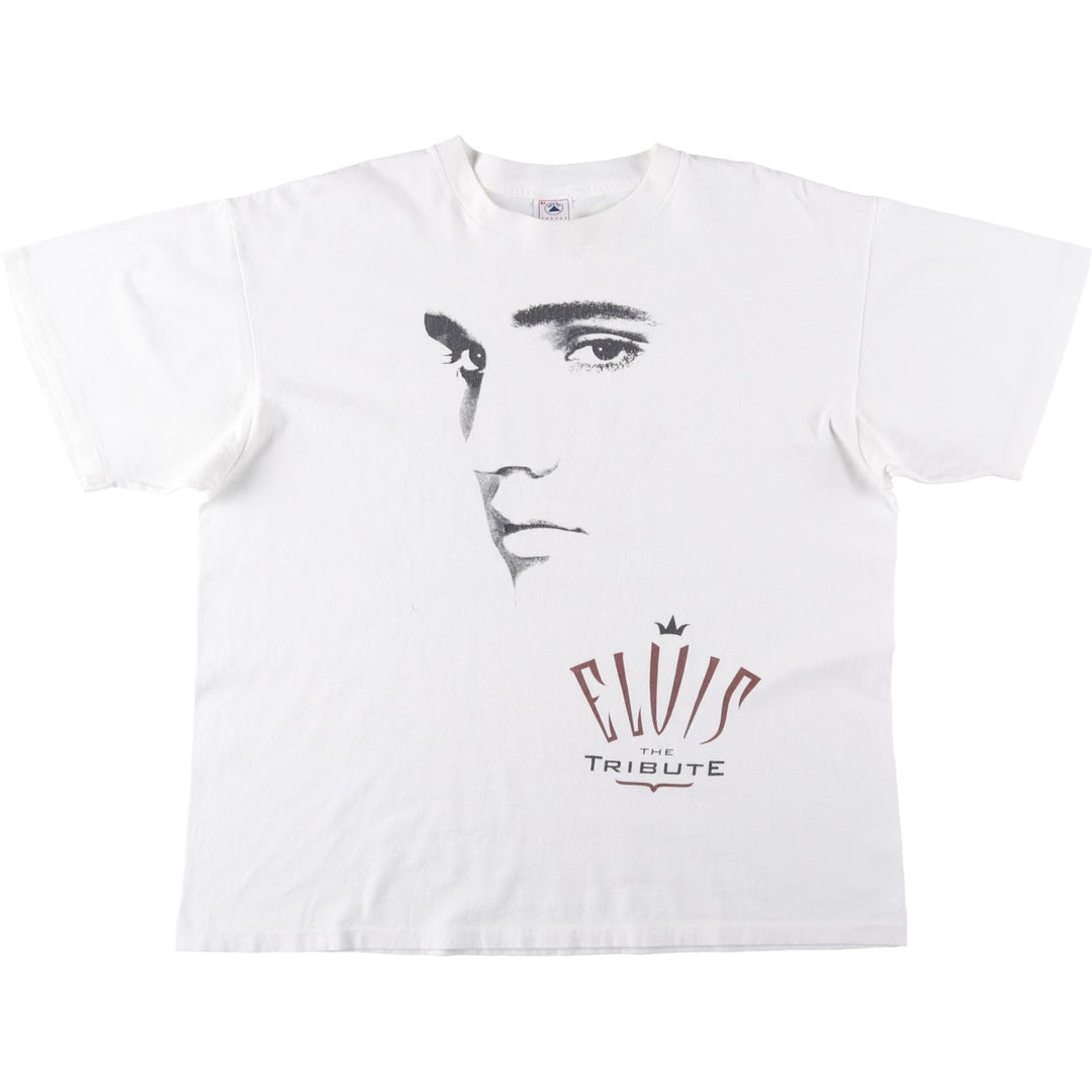 90'S Delta Elvis Presley Band T-Shirt, Made in USA, Men's XL equivalent, Vintage cotton white type Vintage Second Hand