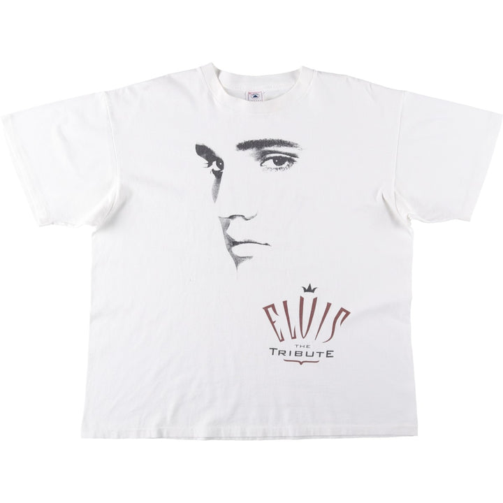 90'S Delta Elvis Presley Band T-Shirt, Made in USA, Men's XL equivalent, Vintage cotton white type Vintage Second Hand