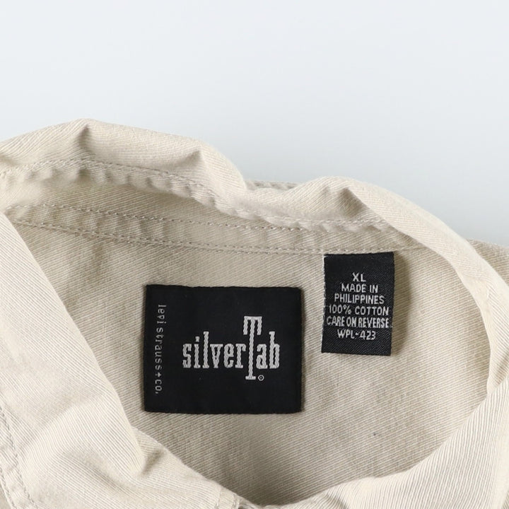 90s-00'S Levi's Silver Tab Long-Sleeve Work Shirt, Boxy Shirt, Men's Size XL (approx.) cotton ivory Vintage Second Hand