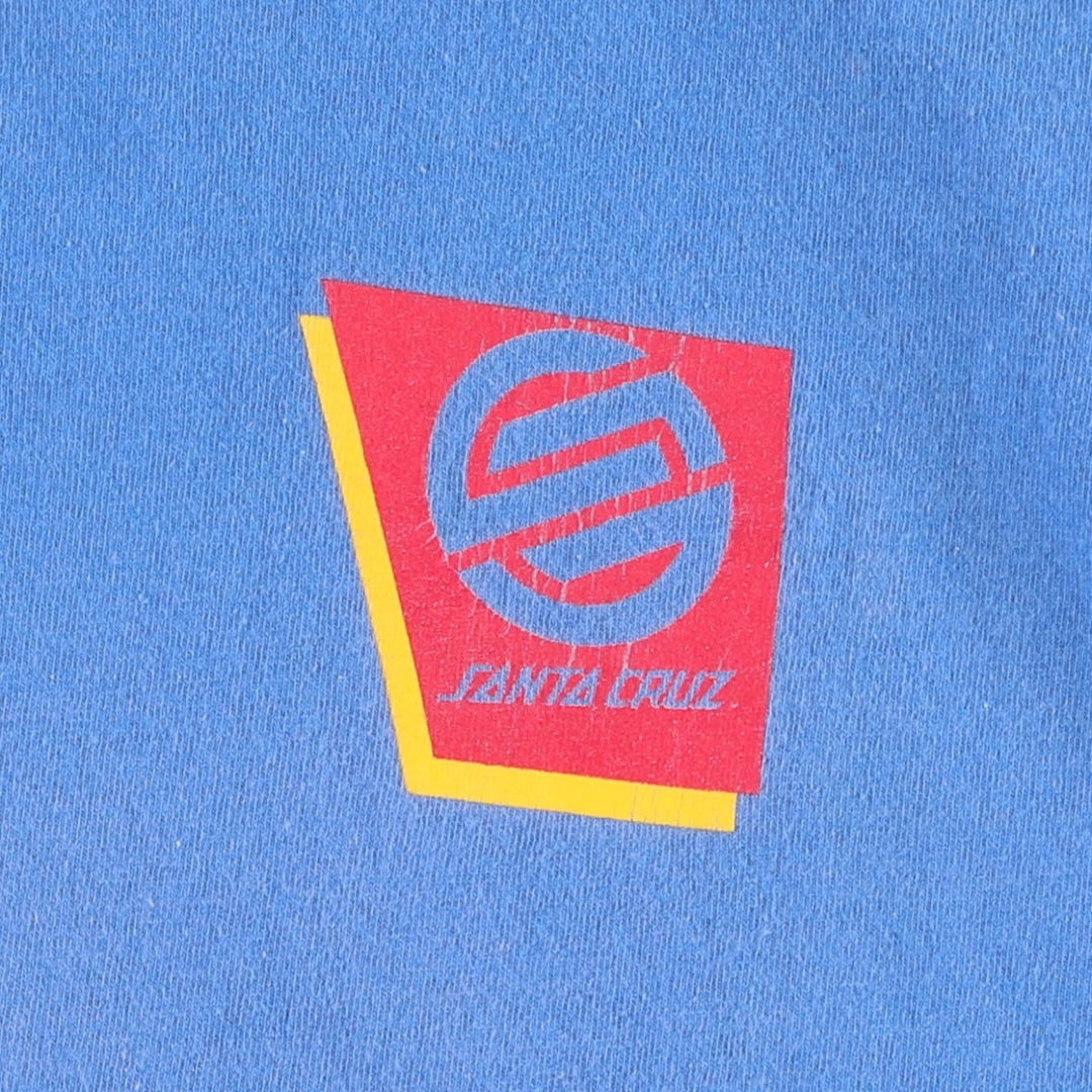 2000'S NHS Santa Cruz surf/skate t-shirt, men's size M (approx.) cotton blue type Vintage Second Hand