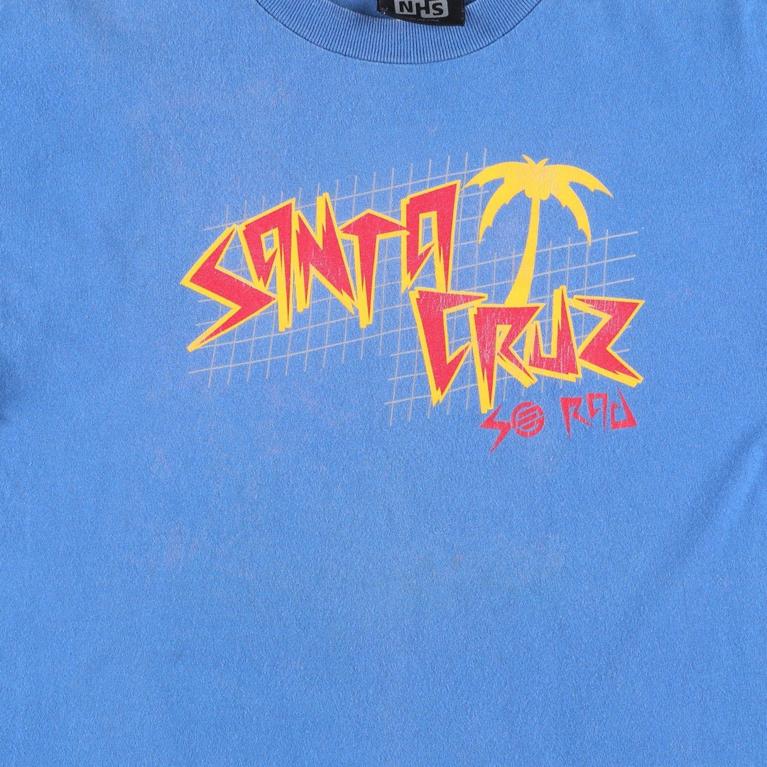 2000'S NHS Santa Cruz surf/skate t-shirt, men's size M (approx.) cotton blue type Vintage Second Hand